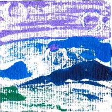 Cosmos - Monotype à l’acrylique sur papier - Format : 10 x 10cm - Cadre : 13 x 18cm