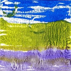 Paysage 2 - Monotype à l’acrylique sur papier - Format : 10 x 10cm - Cadre : 13 x 18cm